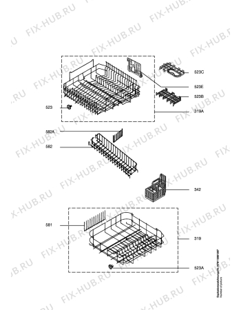 Взрыв-схема посудомоечной машины Electrolux ESF6260W - Схема узла Baskets, tubes 061